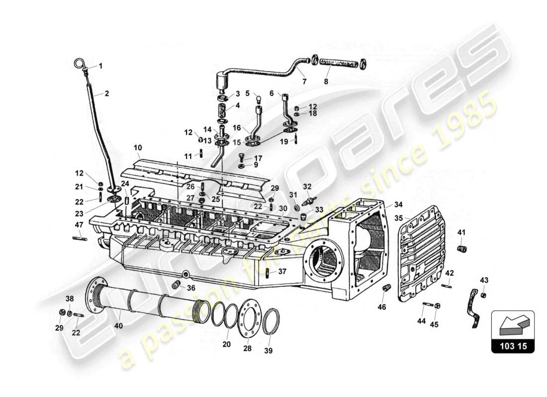 lamborghini countach 25th anniversary (1989) schema delle parti della coppa dell'olio