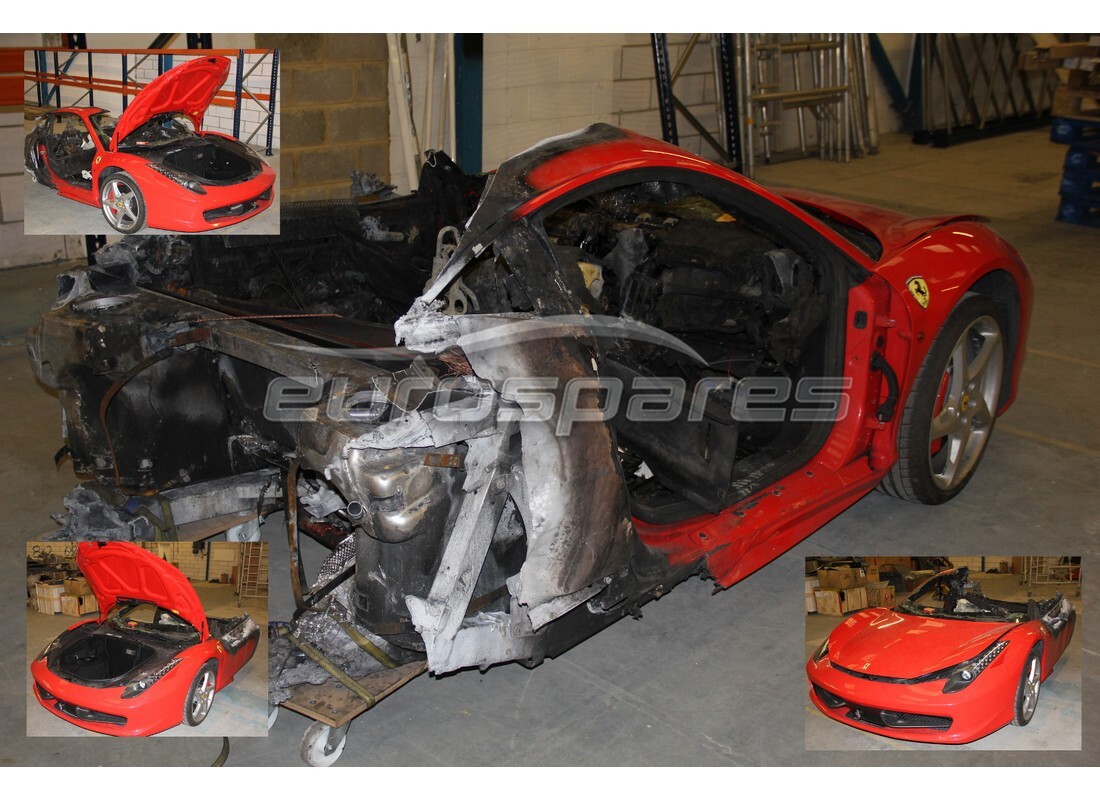 ferrari 458 italia (europe) in preparazione per lo smantellamento presso eurospares