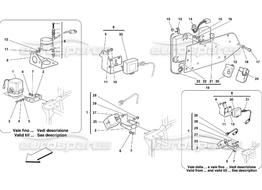 ferrari 456 m gt/m gta schema delle parti dei quadri e dei dispositivi elettrici antifurto