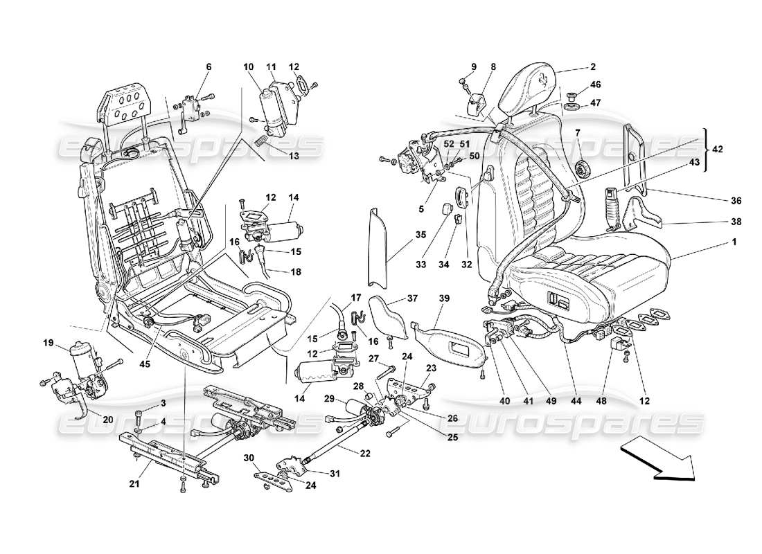 ferrari 550 maranello cinture di sicurezza e di sicurezza: diagramma delle parti comfort