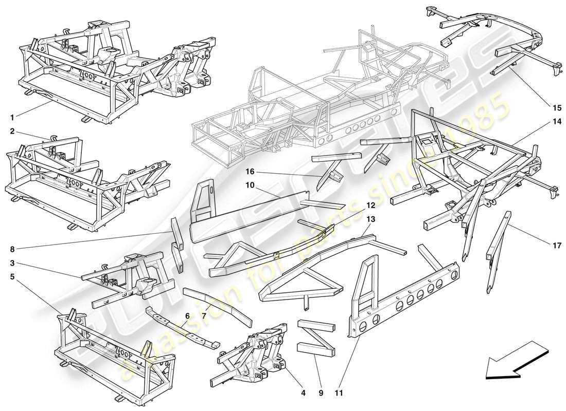 ferrari 456 m gt/m gta telaio e strutture diagramma delle parti