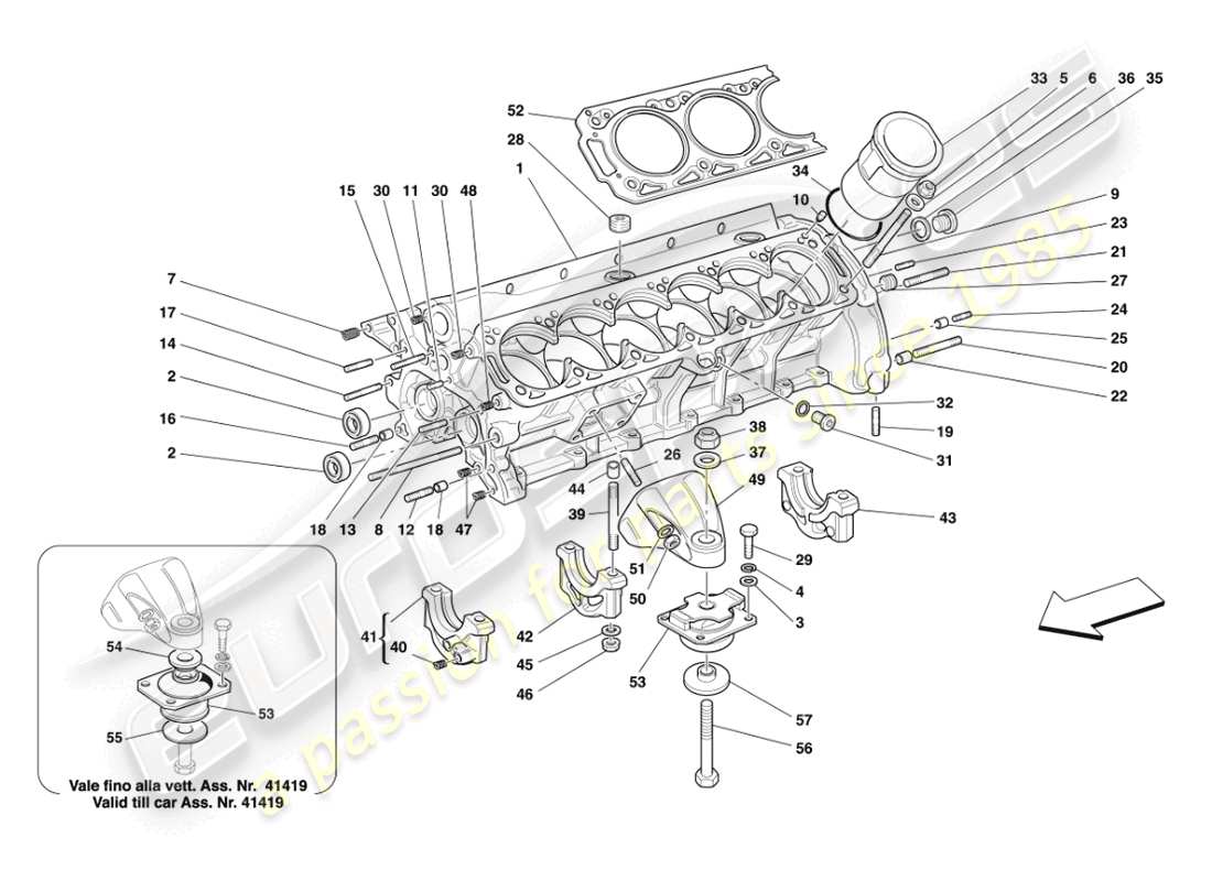 ferrari 456 m gt/m gta schema delle parti del basamento