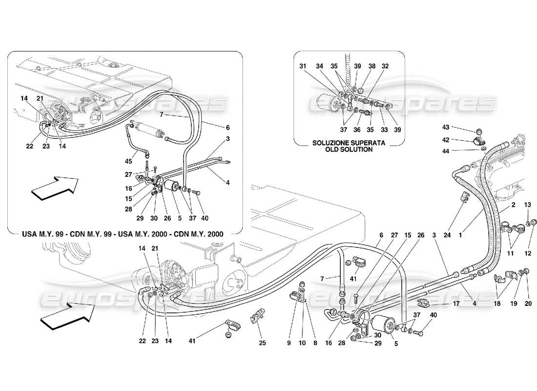 ferrari 550 maranello sistema di alimentazione del carburante diagramma delle parti