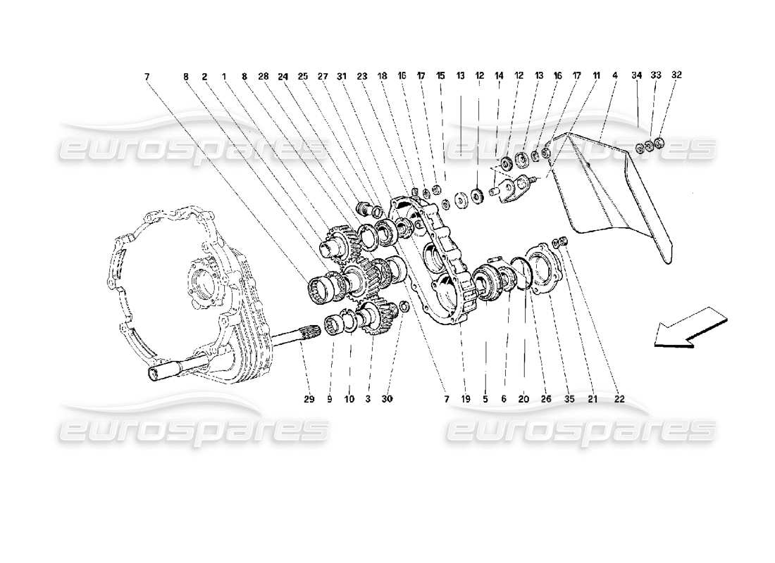ferrari 512 m diagramma delle parti della trasmissione del cambio