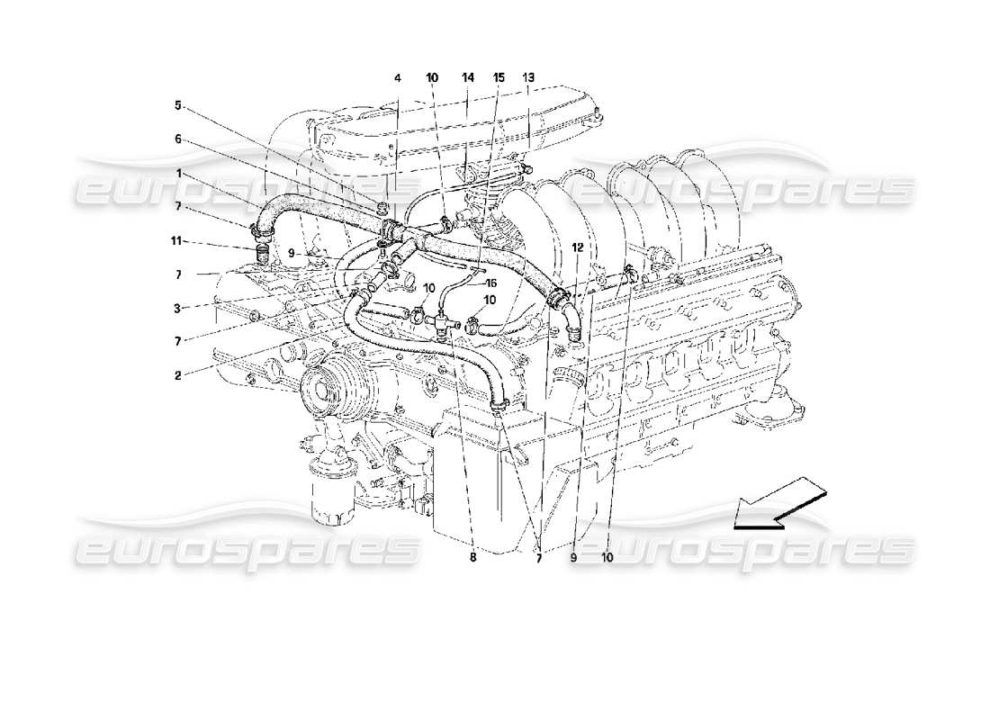 ferrari 512 m colpo: diagramma delle parti del sistema