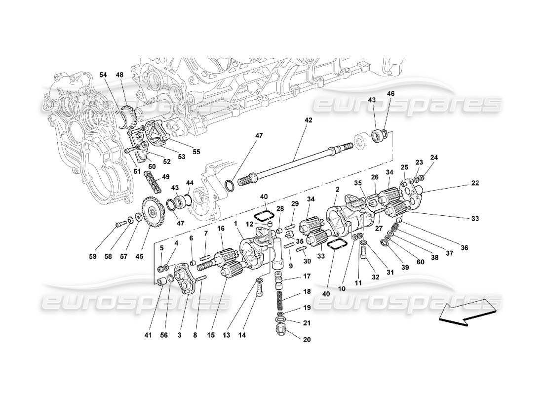 ferrari 550 maranello lubrificazione - pompe dell'olio diagramma delle parti