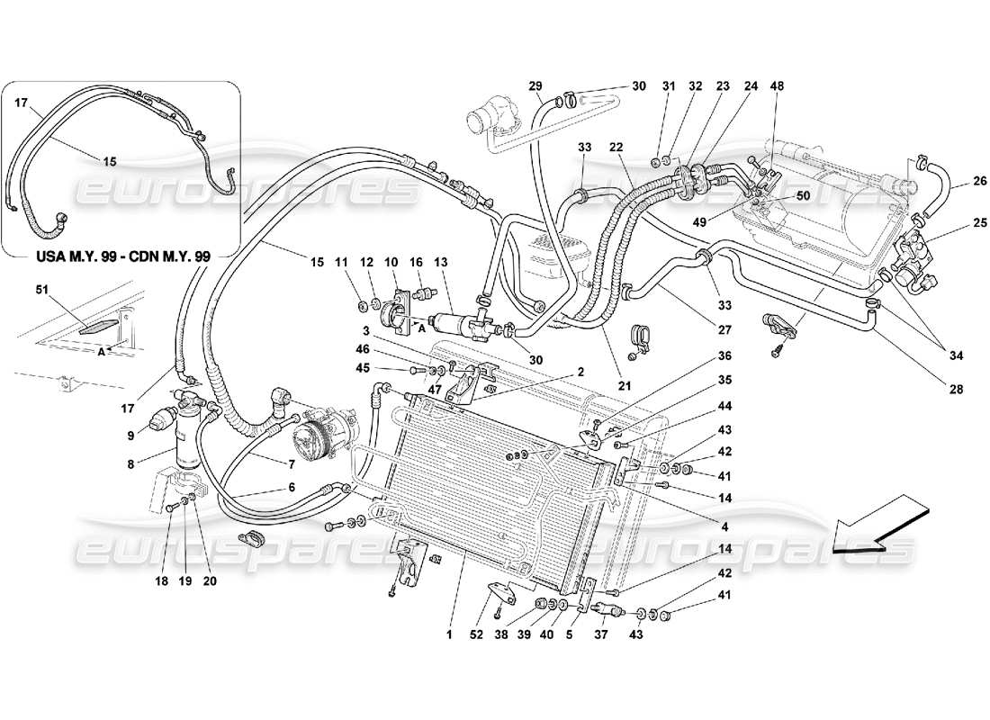 ferrari 550 maranello sistema di aria condizionata diagramma delle parti