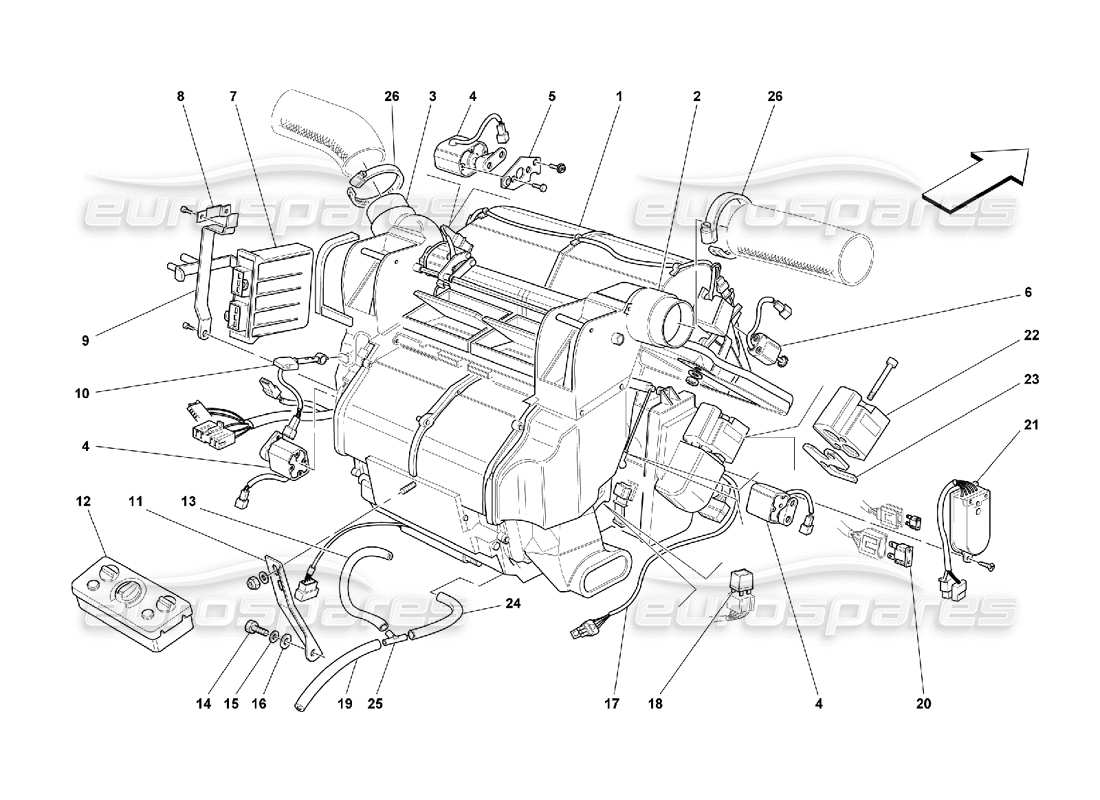 ferrari 550 maranello unità evaporatore e controlli schema delle parti