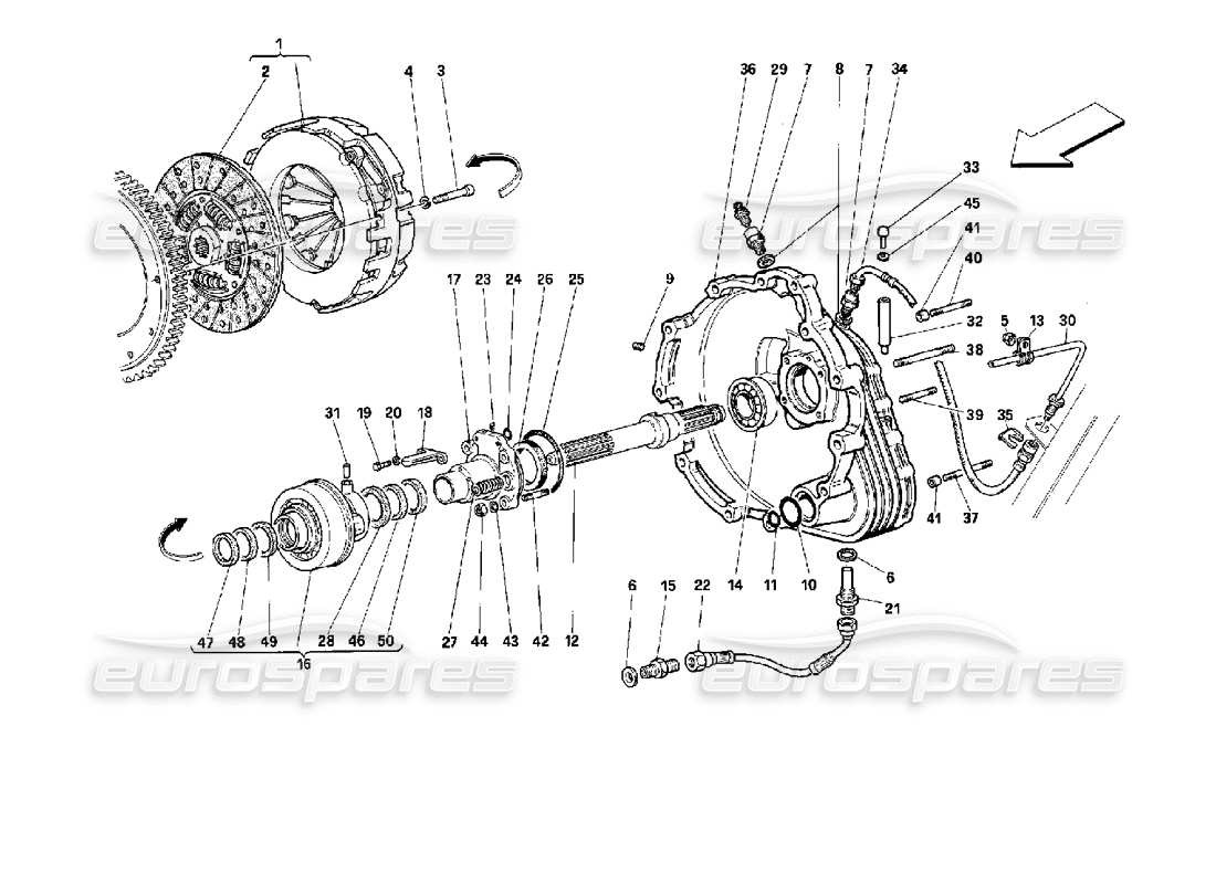 ferrari 512 m comandi frizione diagramma delle parti