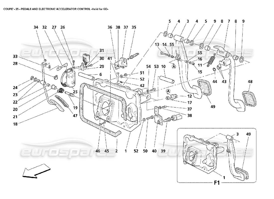 maserati 4200 coupe (2002) pedals and electronic accelerator control -valid for gd part diagram