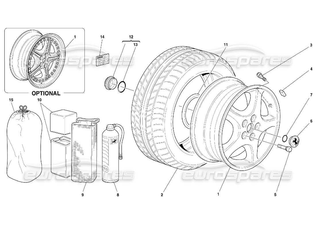 ferrari 550 maranello ruote diagramma delle parti