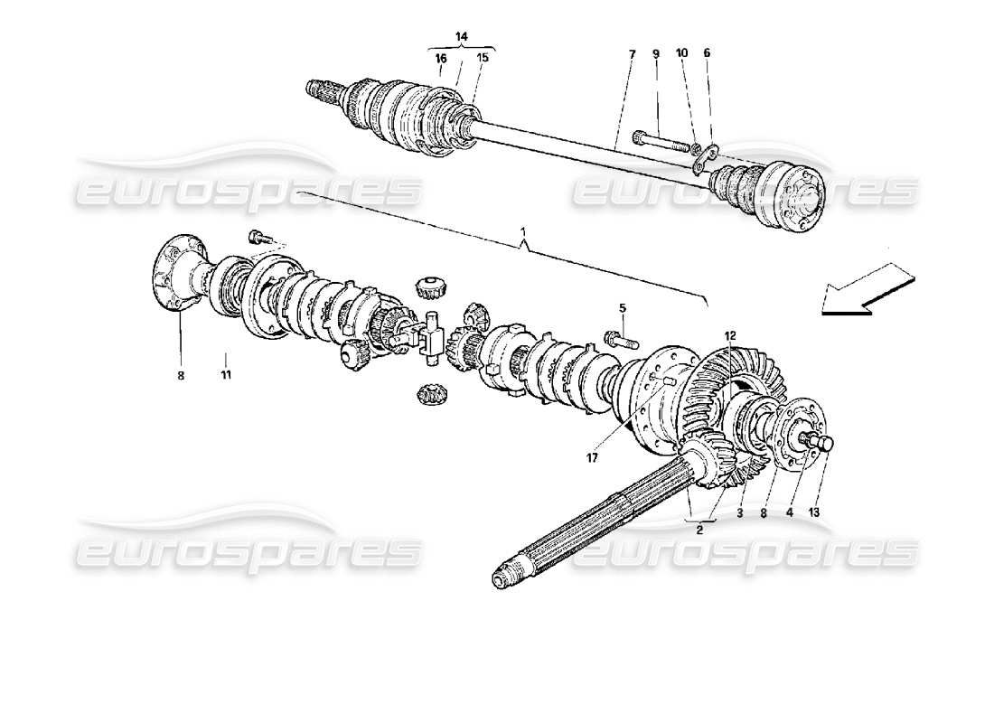 ferrari 512 m differenziale e semiassi diagramma delle parti