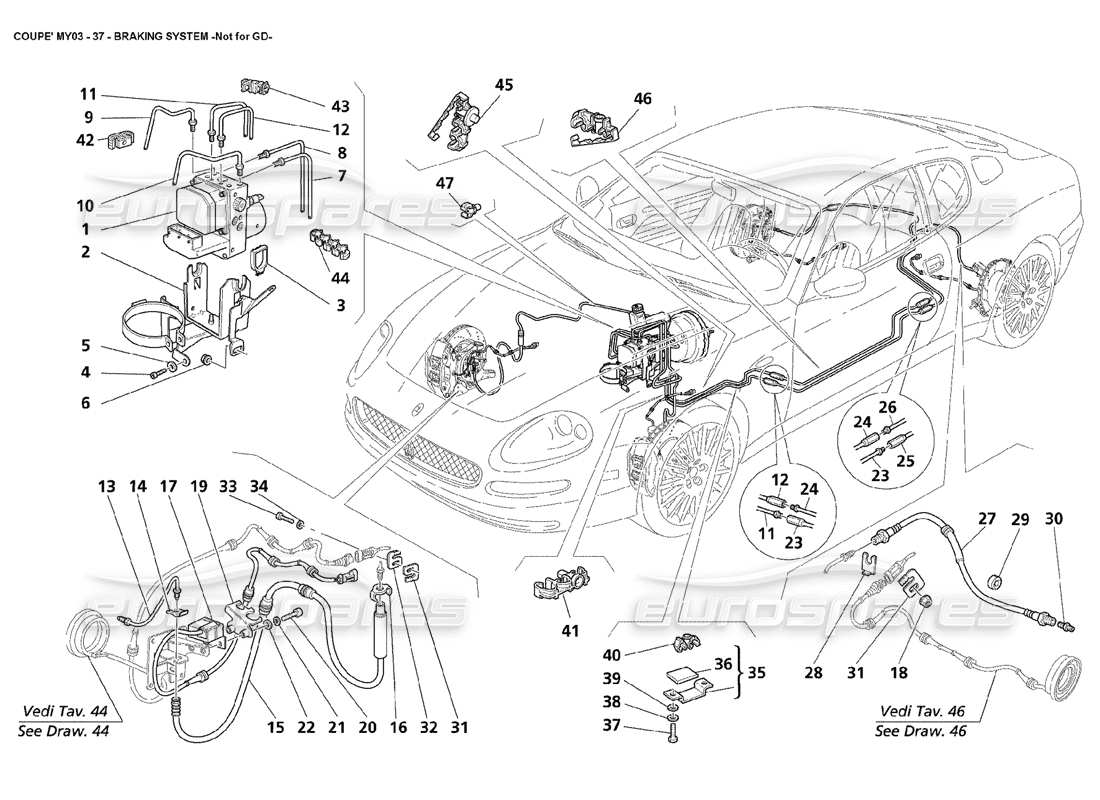 maserati 4200 coupe (2003) sistema frenante - non per diagramma delle parti gd