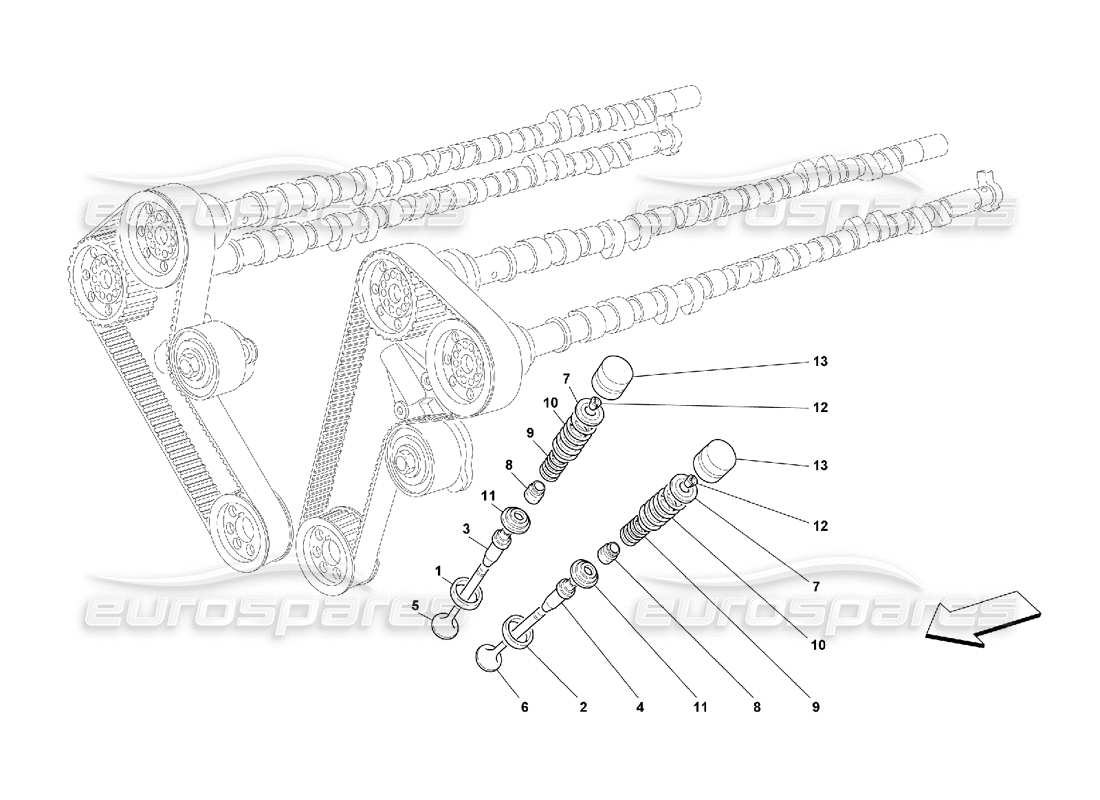 ferrari 550 maranello disegno delle parti distribuzione - valvole