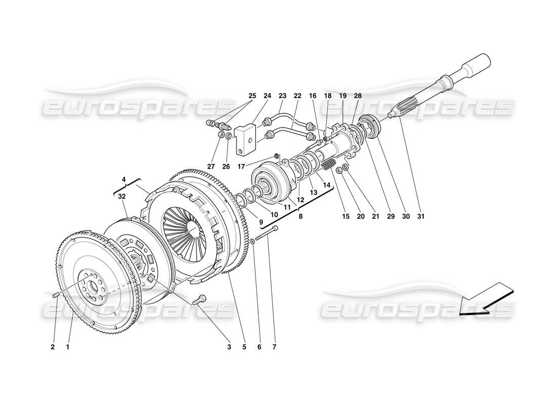 ferrari f50 diagramma delle parti dei comandi della frizione