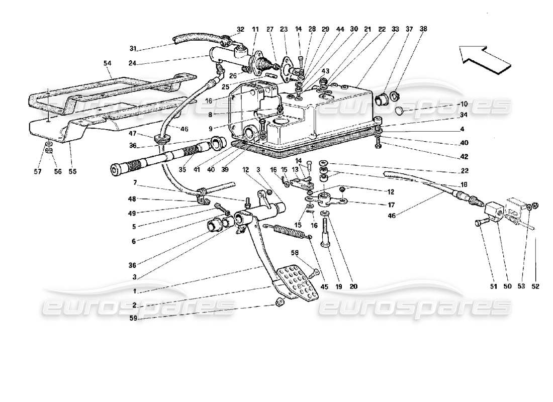 ferrari 512 m comando rilascio frizione -non per gd- diagramma delle parti