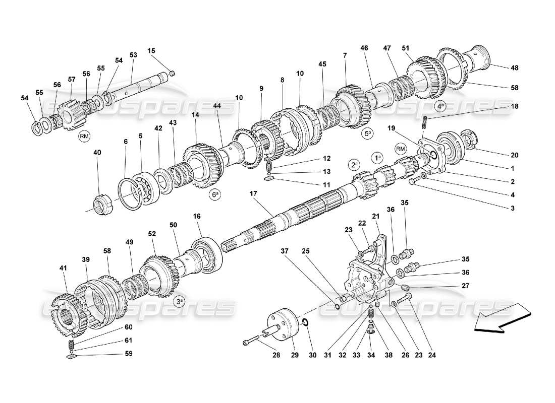 ferrari 550 maranello ingranaggi dell'albero principale e pompa dell'olio della frizione diagramma delle parti