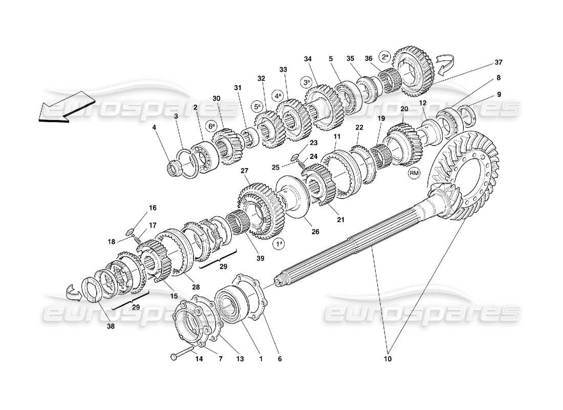 ferrari 550 maranello ingranaggi dell'albero di rinvio diagramma delle parti