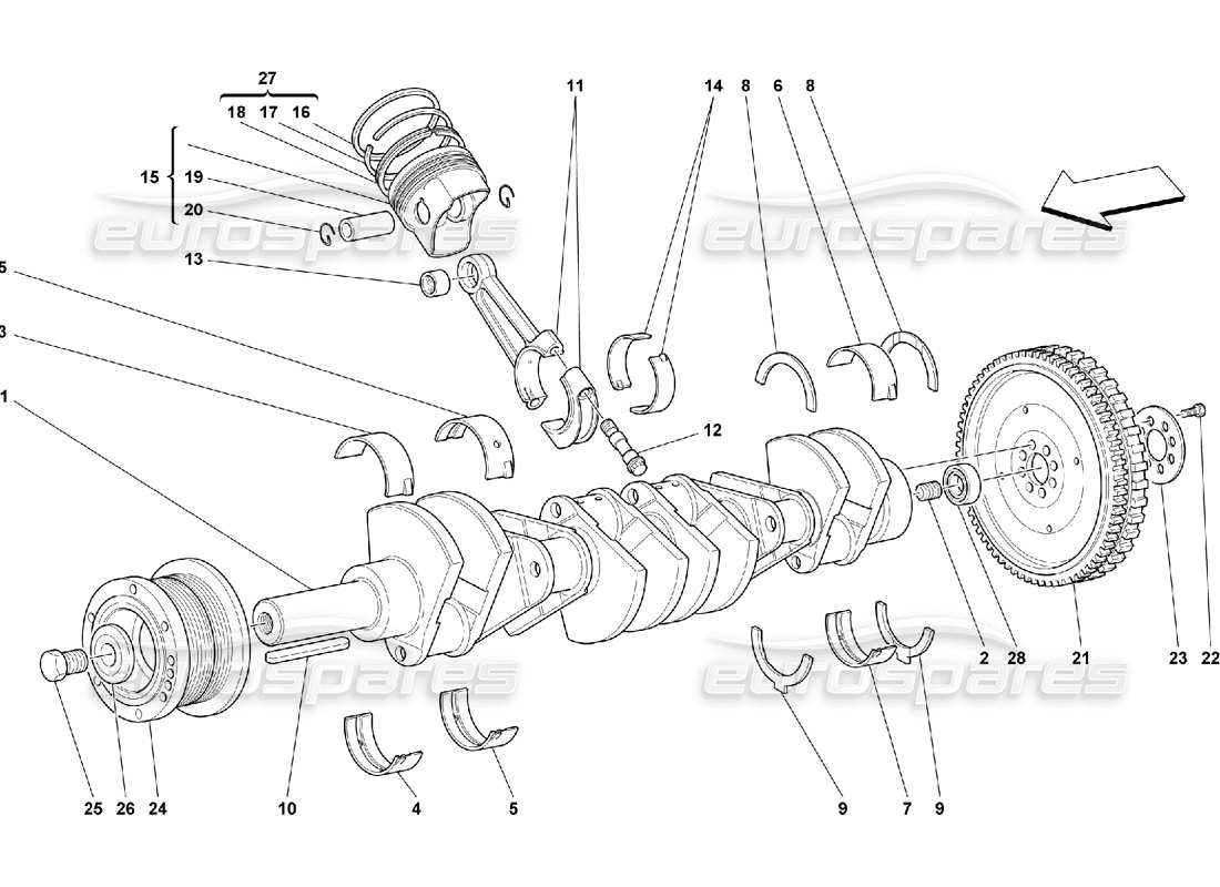 ferrari 550 maranello albero motore - bielle e pistoni diagramma delle parti
