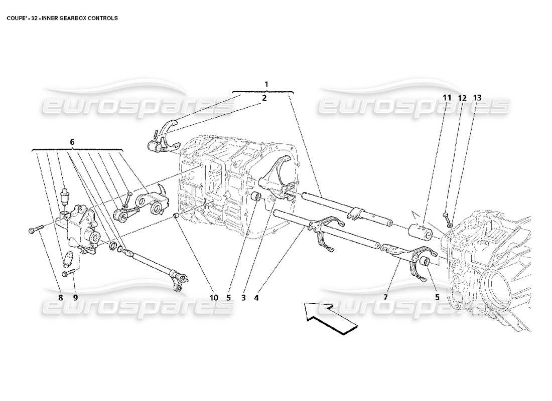 maserati 4200 coupe (2002) comandi interni del cambio diagramma delle parti