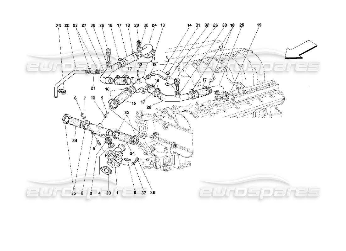ferrari 512 m raffreddamento del motore diagramma delle parti