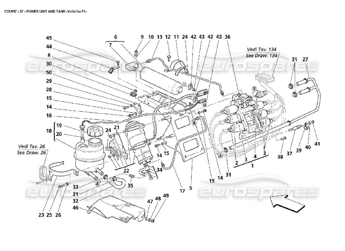 maserati 4200 coupe (2002) unità di potenza e serbatoio: valido per il diagramma delle parti f1