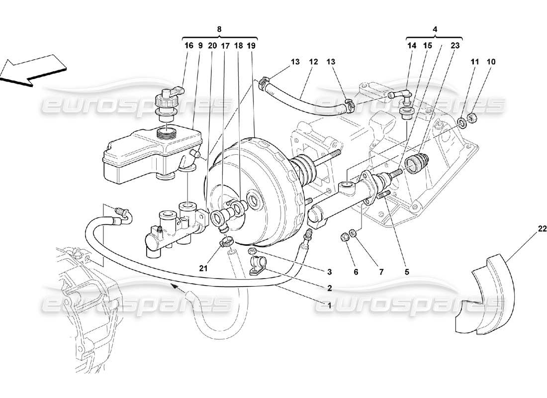 ferrari 550 maranello impianto idraulico freno e frizione diagramma delle parti