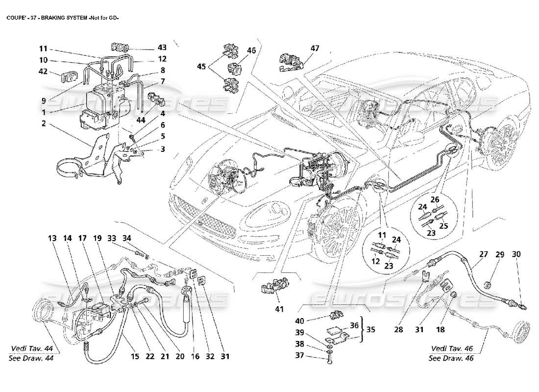 maserati 4200 coupe (2002) sistema frenante -non per gd diagramma delle parti
