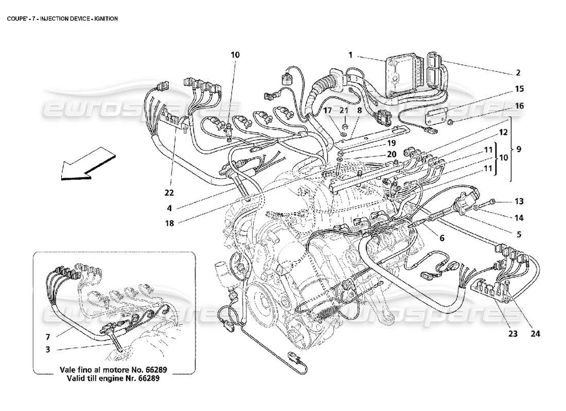 maserati 4200 coupe (2002) dispositivo di iniezione - schema delle parti di accensione