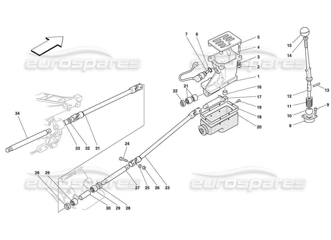 ferrari f50 diagramma delle parti dei controlli del cambio esterno