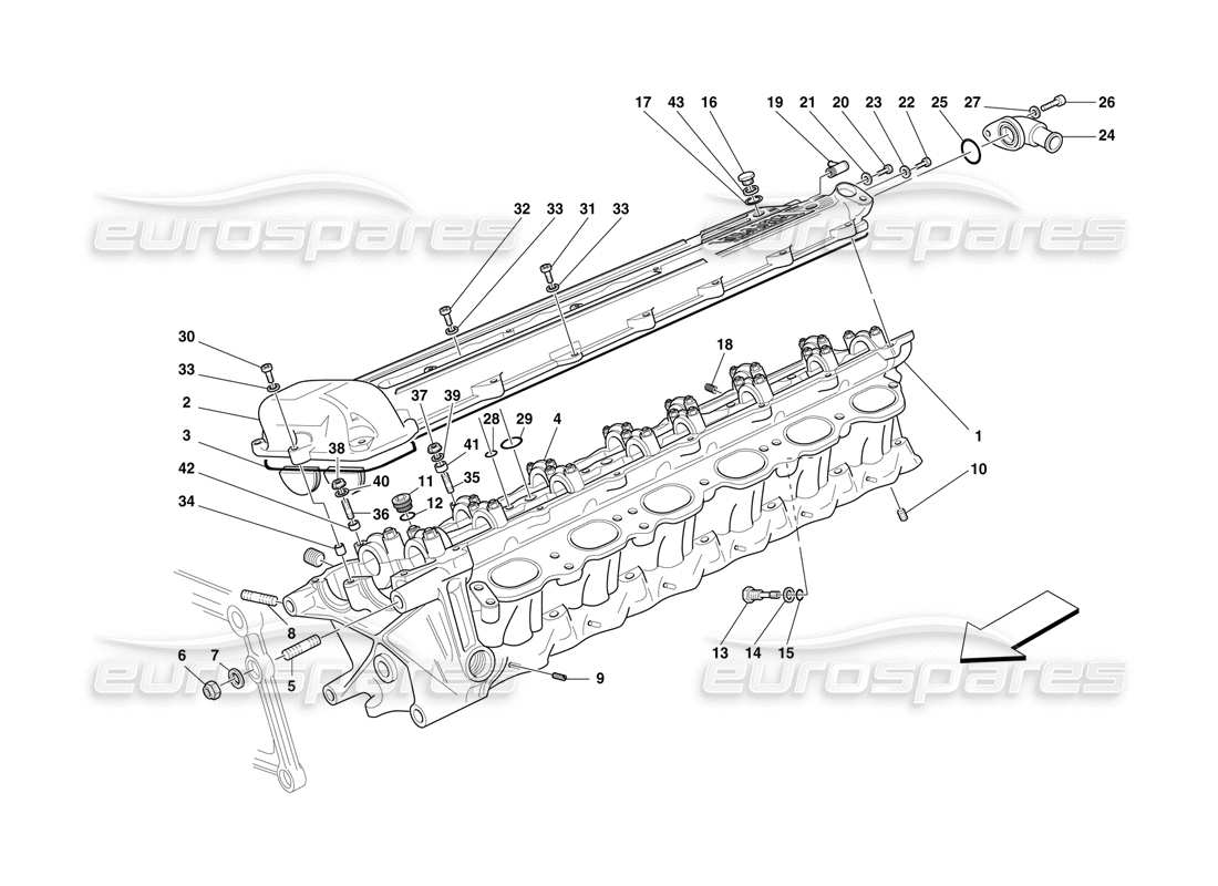 ferrari f50 schema delle parti della testata destra