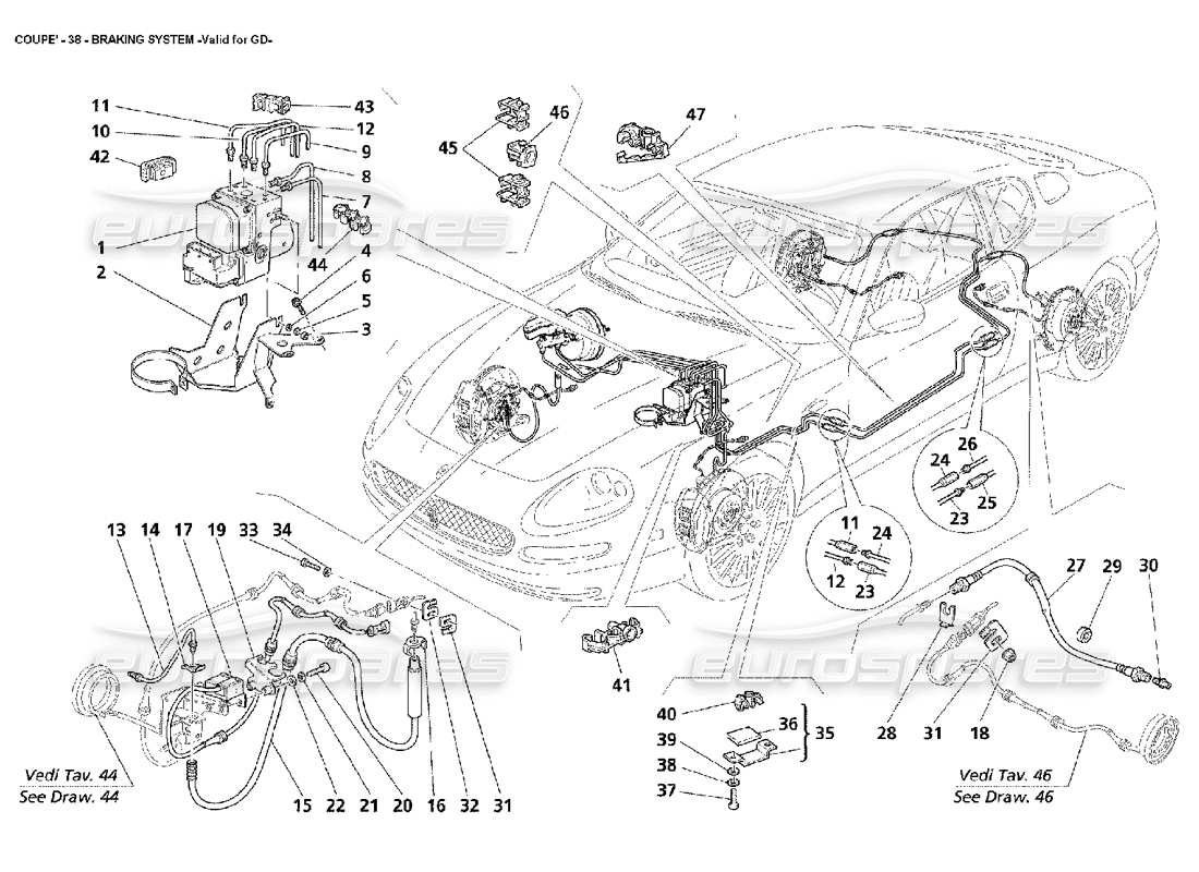 maserati 4200 coupe (2002) sistema frenante: valido per lo schema delle parti gd