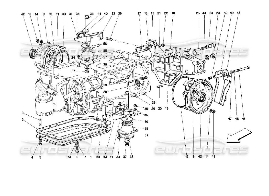 ferrari 512 m riduttore - montaggio e coperture diagramma delle parti