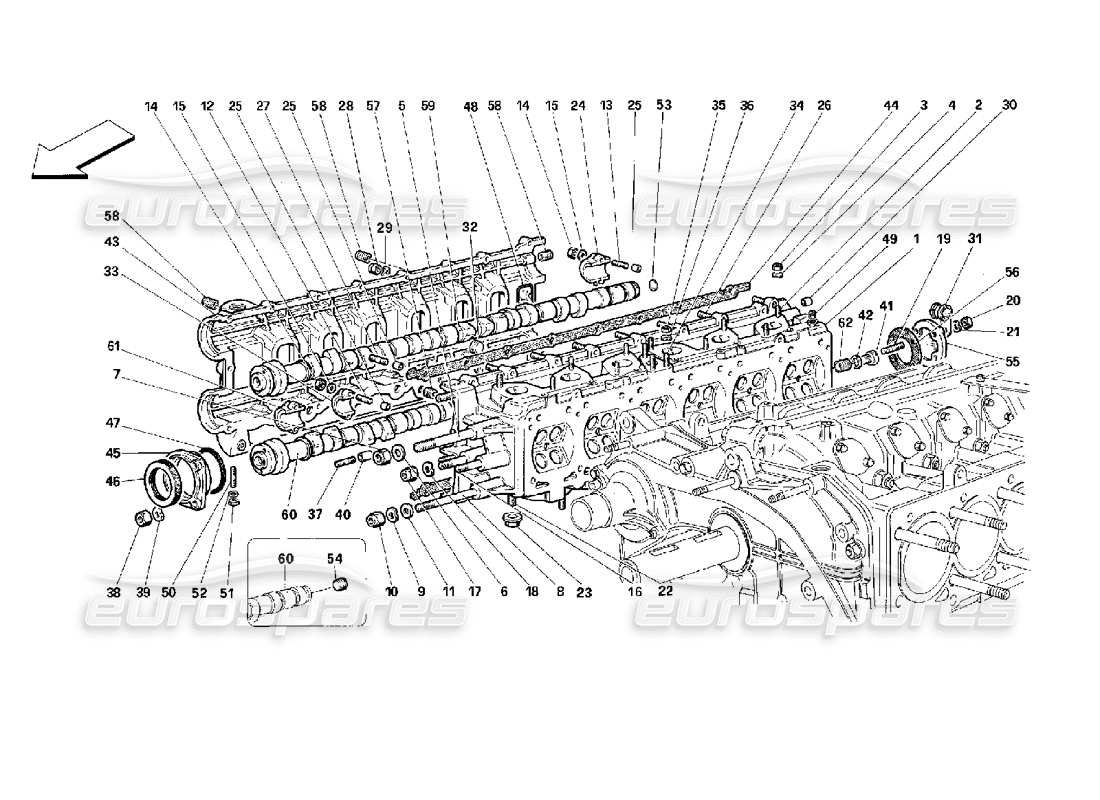 ferrari 512 m schema delle parti della testata destra