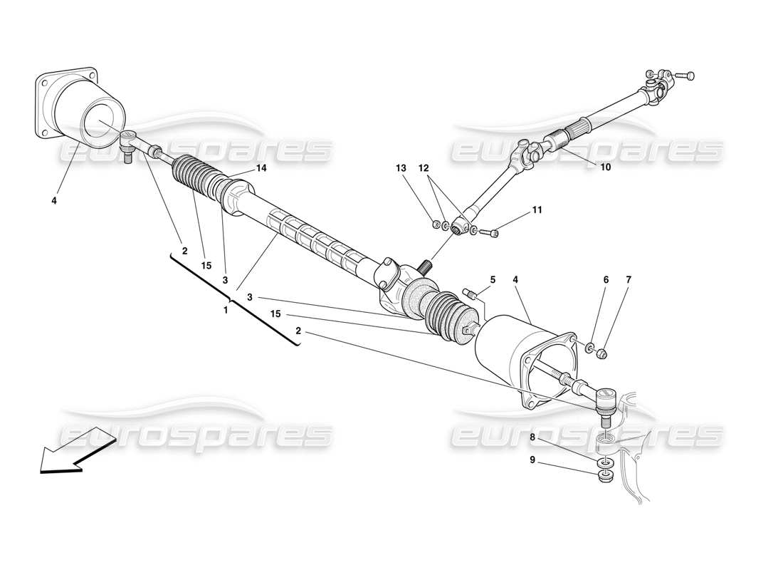 ferrari f50 schema delle parti della scatola dello sterzo e della trasmissione cardanica