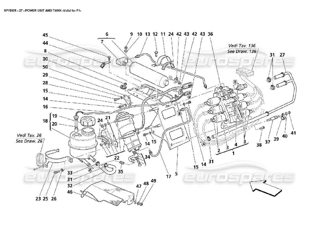 maserati 4200 spyder (2002) unità di potenza e serbatoio: valido per il diagramma delle parti f1