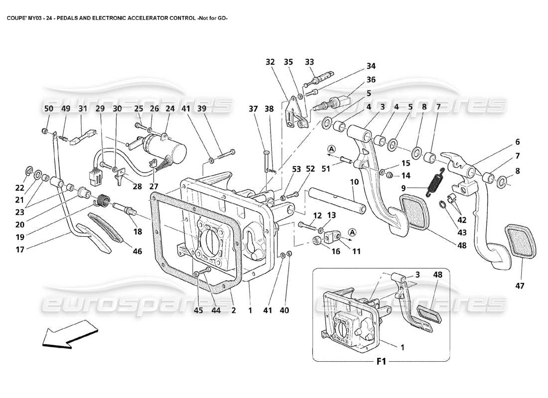 maserati 4200 coupe (2003) pedali e controllo elettronico dell'acceleratore - non per gd diagramma delle parti