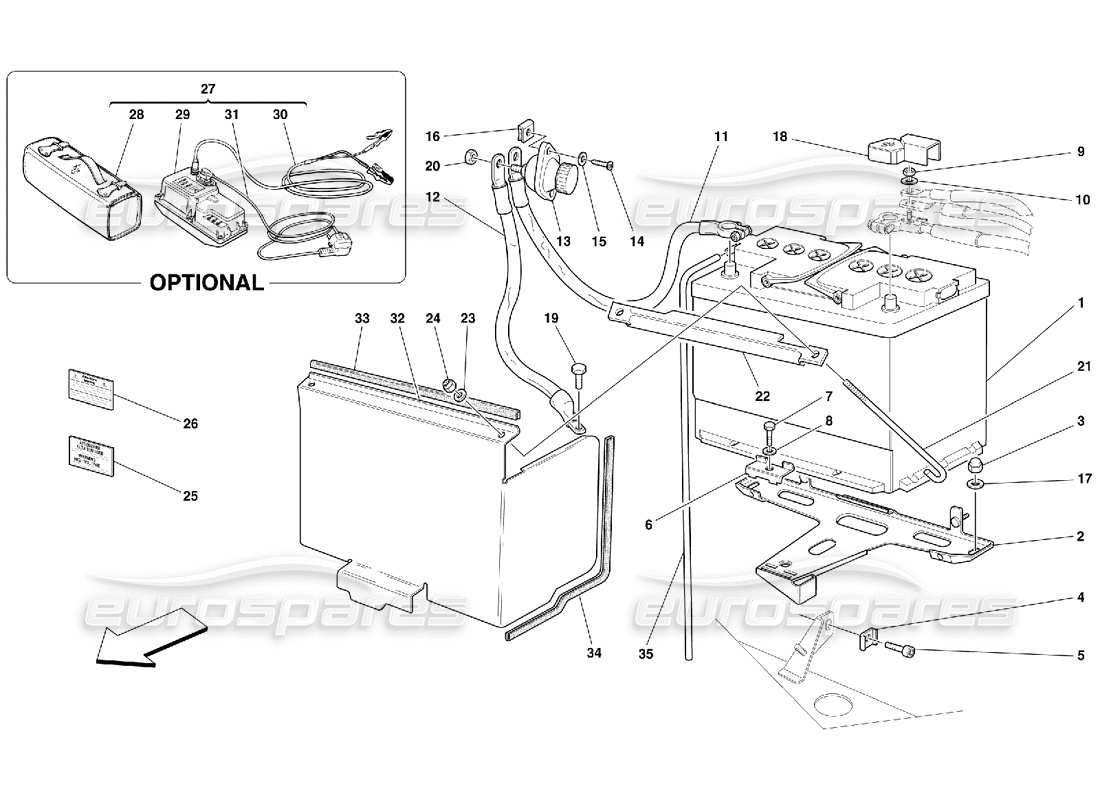 ferrari 550 maranello batteria diagramma delle parti