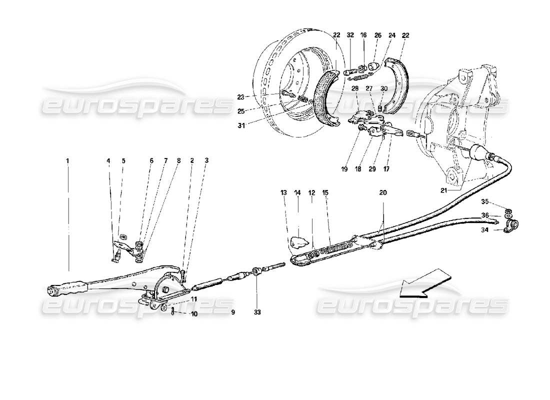 ferrari 512 m controllo freno a mano diagramma delle parti