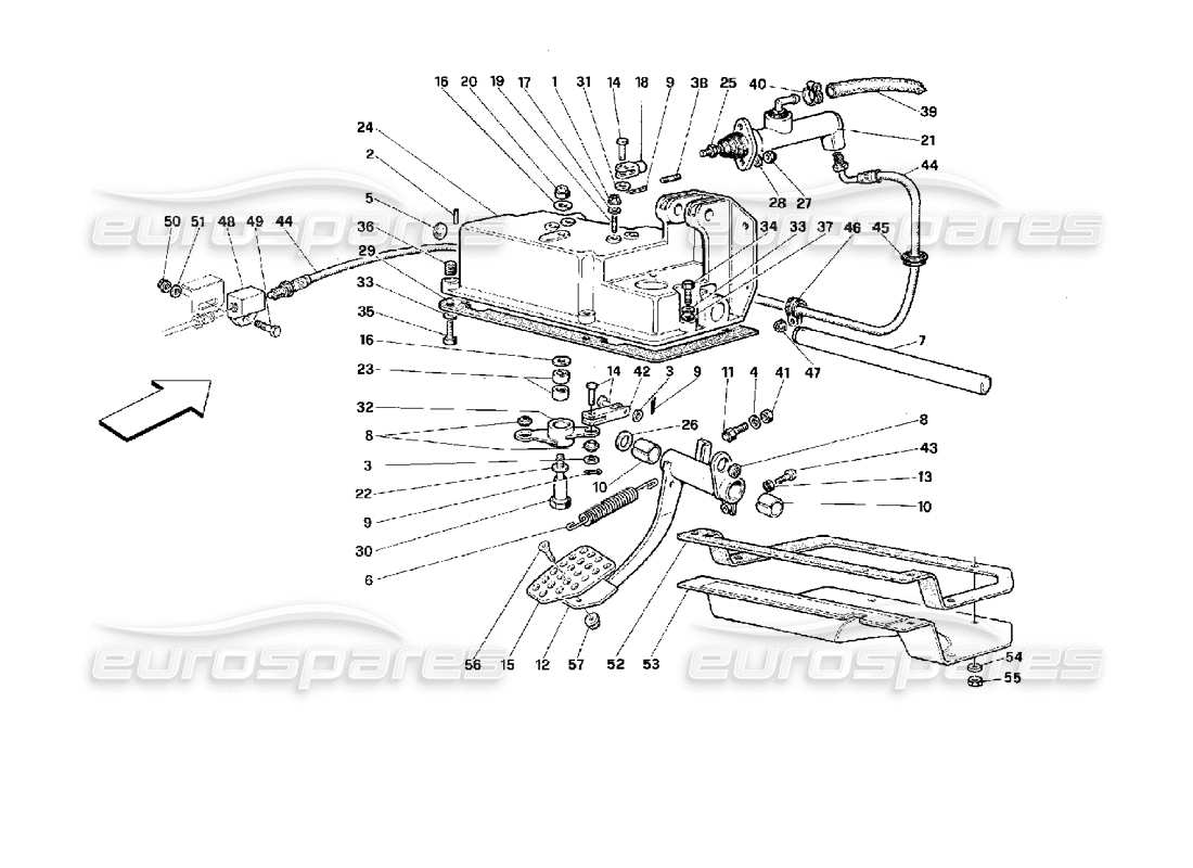 ferrari 512 m comando rilascio frizione -vale per gd- diagramma delle parti
