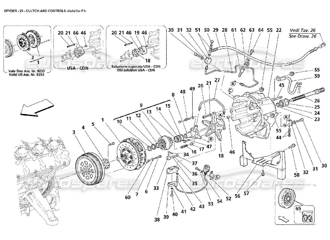 maserati 4200 spyder (2002) frizione e controlli: valido per il diagramma delle parti f1