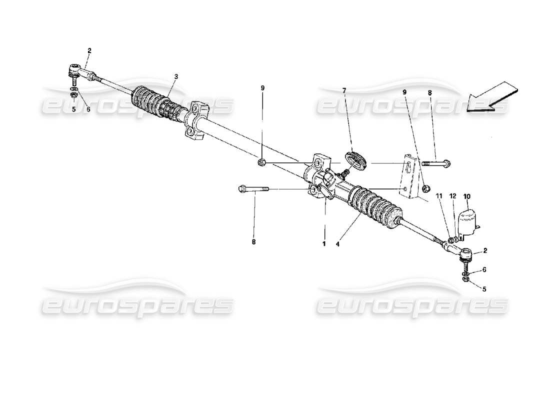 ferrari 512 m scatola sterzo e collegamento diagramma delle parti