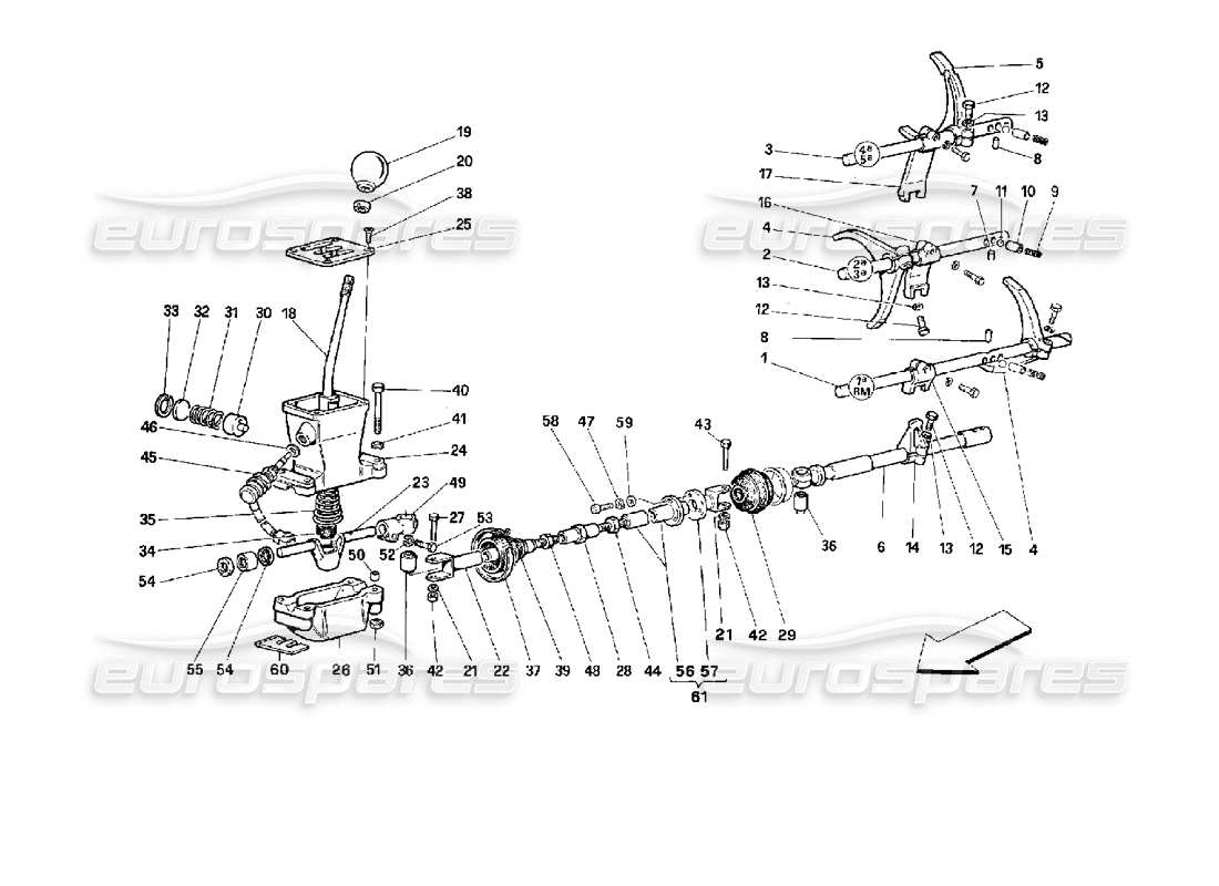 ferrari 512 m controlli del cambio diagramma delle parti