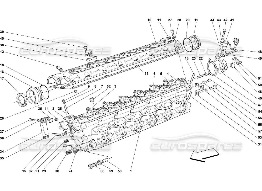 ferrari 550 maranello schema delle parti della testata destra