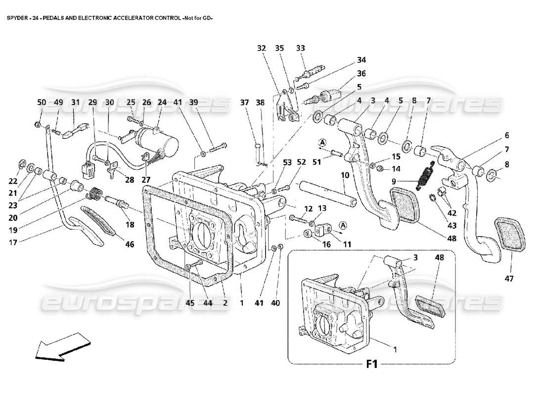 maserati 4200 spyder (2002) pedali e controllo elettronico dell'acceleratore -non per diagramma delle parti gd