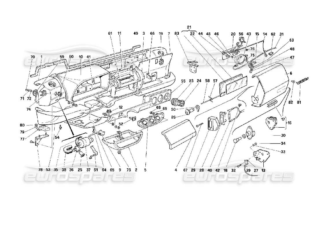 ferrari 512 m diagramma delle parti del cruscotto