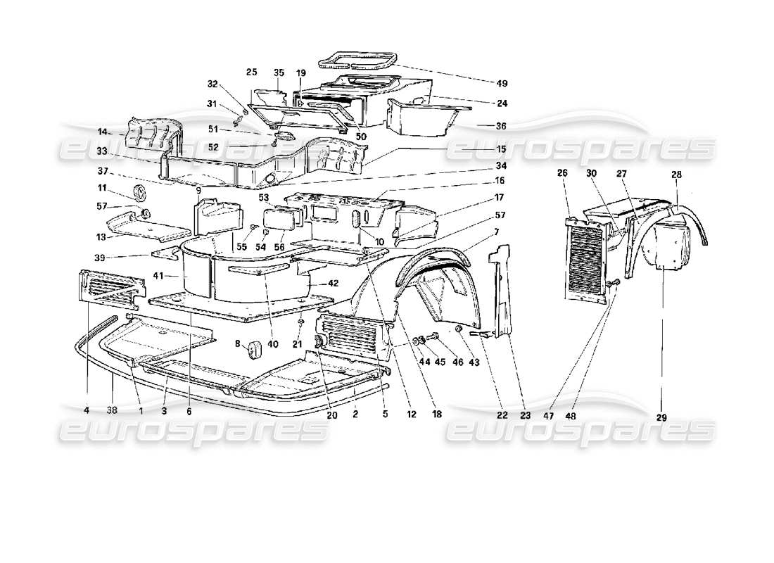 ferrari 512 m corpo - componenti interni diagramma delle parti