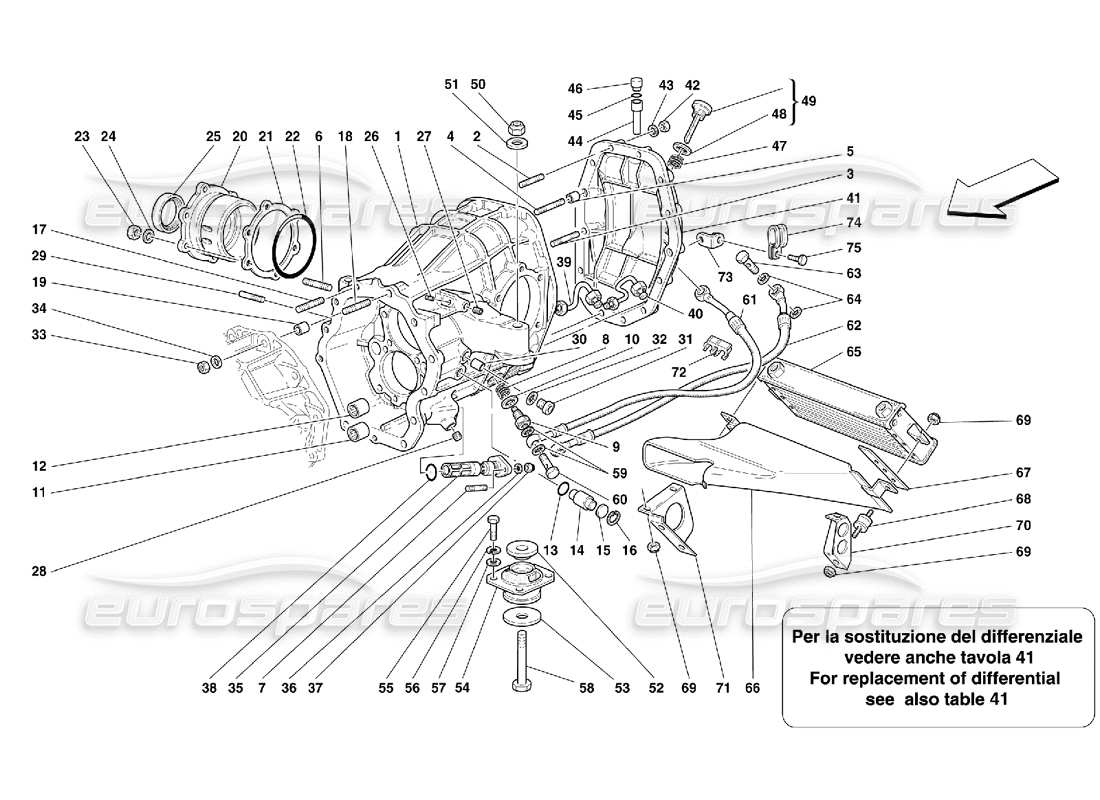 ferrari 456 m gt/m gta radiatore di raffreddamento del supporto differenziale e del cambio -non per 456m diagramma delle parti gta