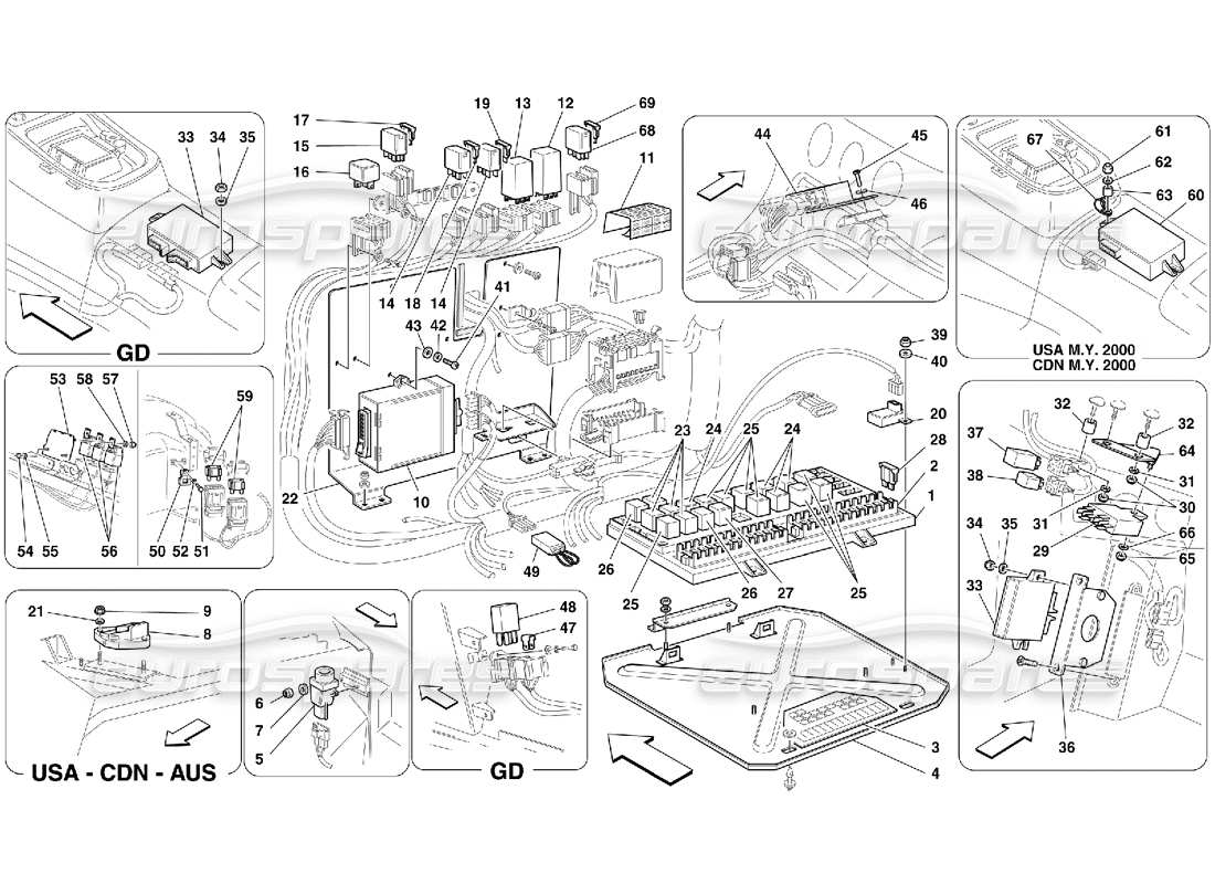 ferrari 456 m gt/m gta schema delle parti dei quadri elettrici