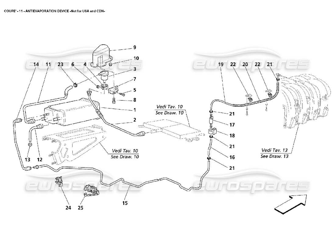 maserati 4200 coupe (2002) dispositivo antievaporazione -non per usa e cdn diagramma delle parti